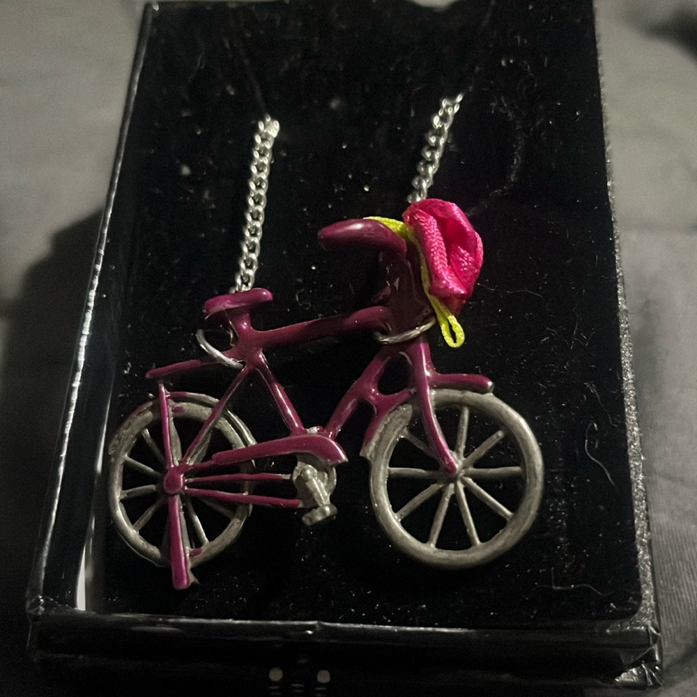 You and gift box purple bicycle necklace by SO